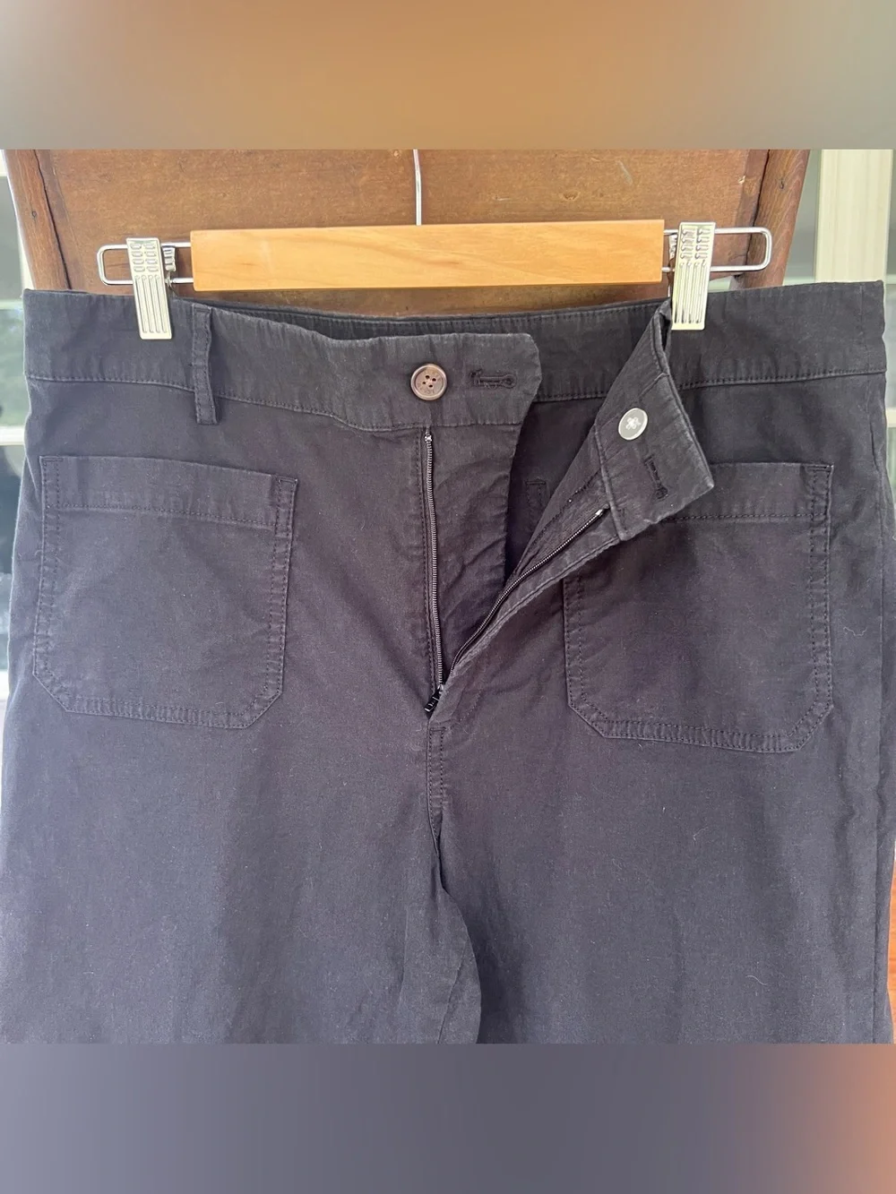 J.Crew Factory Lizzie High Rise Patch Pocket Wide Leg Pants Black Size 31
